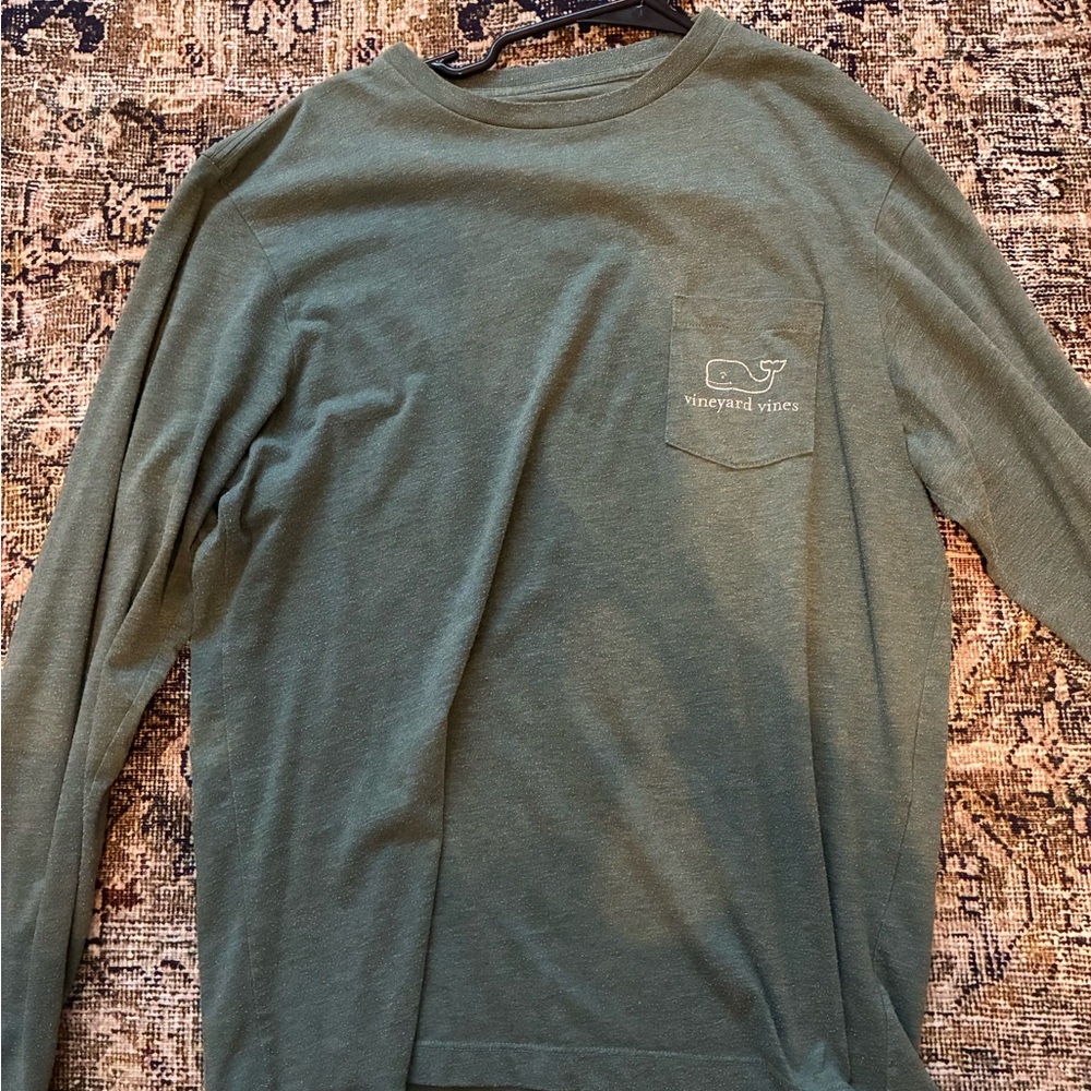 Vineyard Vines Men's Olive Long Sleeve Tee
